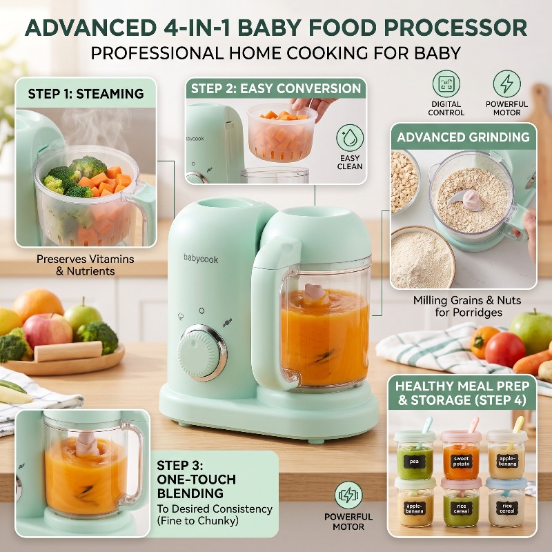 Baby Food Steamer - Multi-Function High-precision Baby Food Grinder Small
