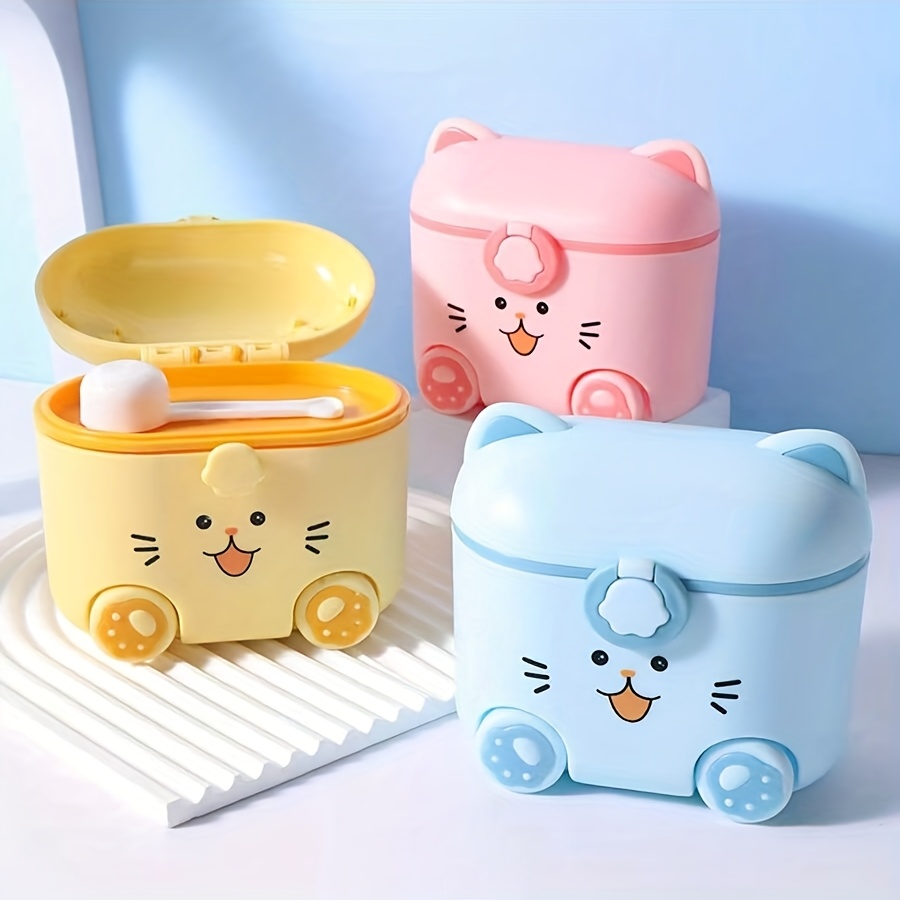 Baby Food Glass Jar - Cute Cat Milk Powder Container with