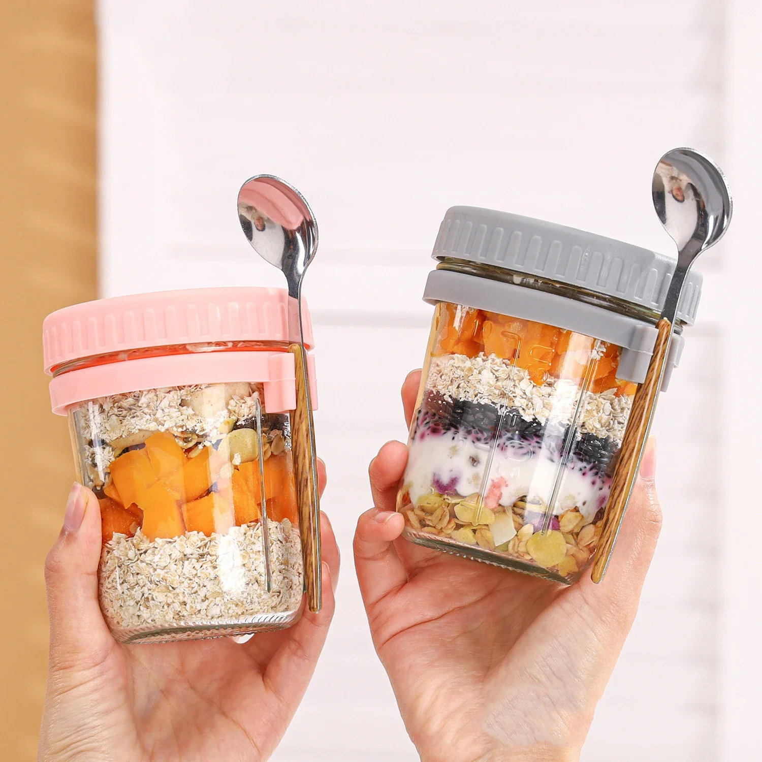 Portable Cereal Breakfast Cups - Baby Food Glass Jar 评论和价格