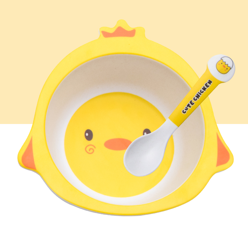 Cute Cartoon Chicken Bamboo Fi - Baby Food Bowl 评论和价格