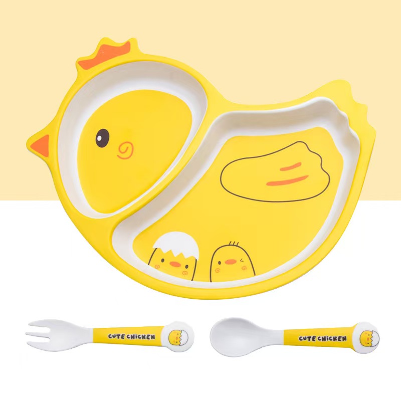 Cute Cartoon Chicken Bamboo Fi - Baby Food Bowl 评论和价格